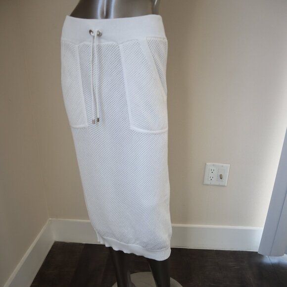 Brunello Cucinelli White Skirt Open Knit Cotton Drawstring Size Small New Tags - Picture 5 of 7